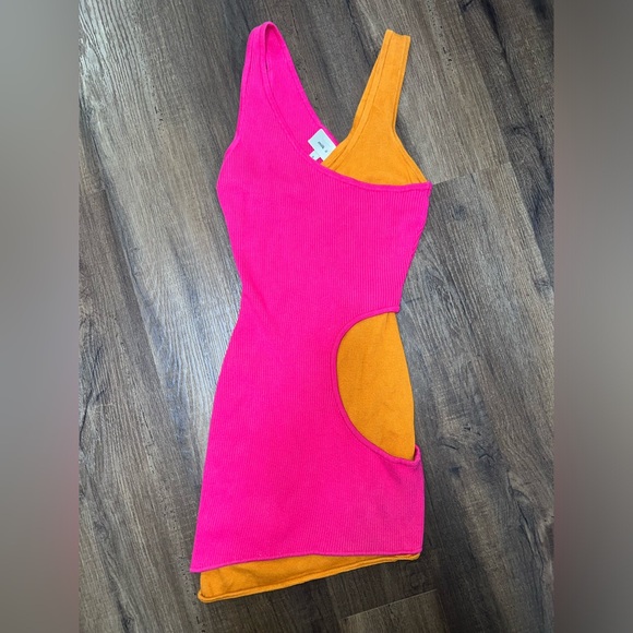Anthropologie Dresses & Skirts - Milk It Orange & Pink Mini Sweater Dress